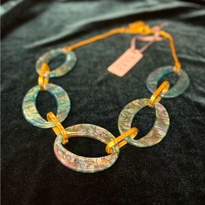 Blue Oval Link Short Resin Statement Necklace | Rush by Denis & Charles